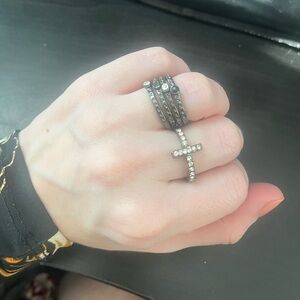 Icing Silver and Black Stackable Rings